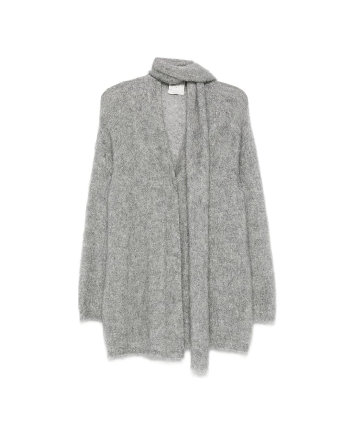 Forte_Forte Wool Scarfed Cardigan - Grey