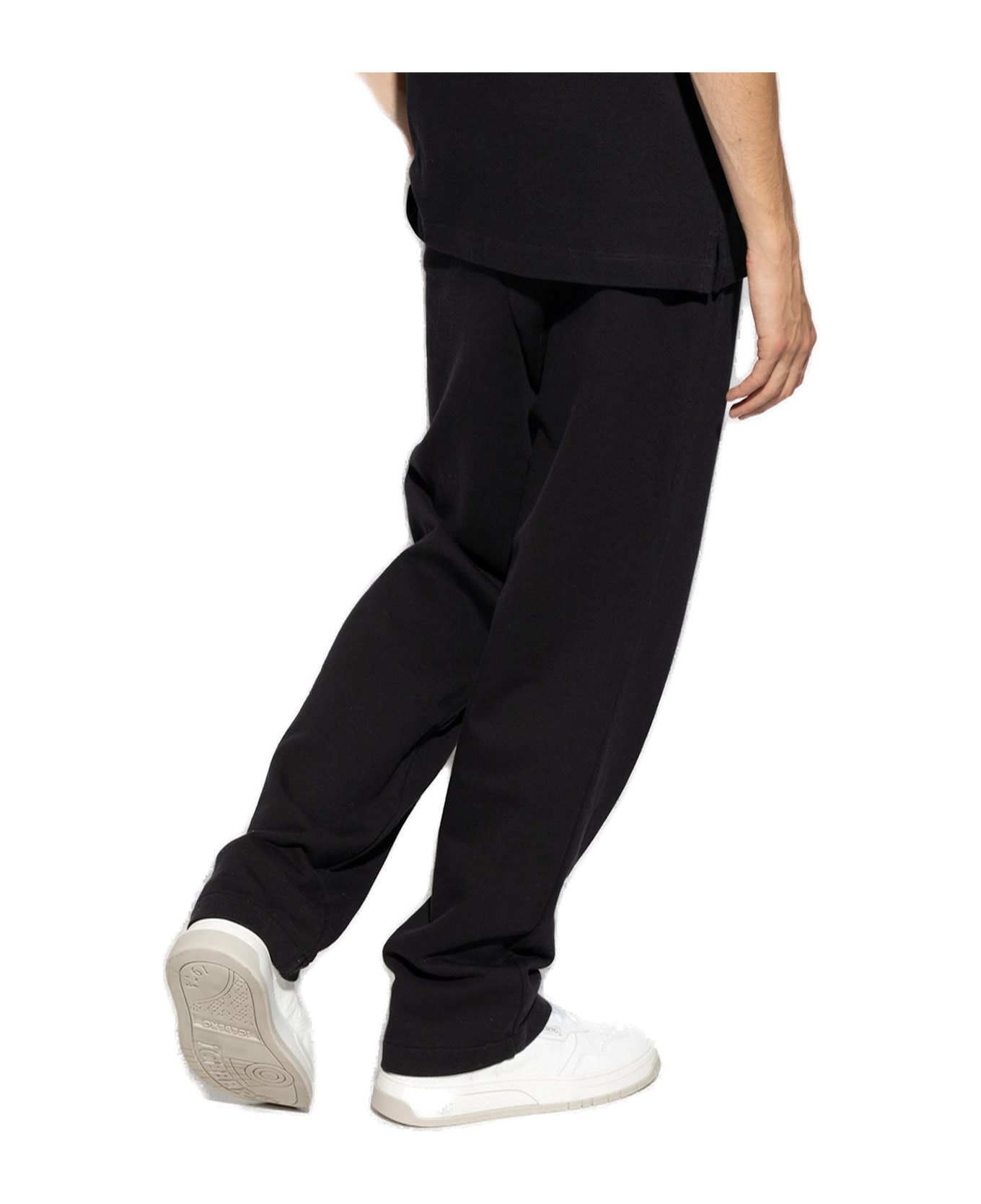 Palm Angels Logo Embroidered Sweat Pants - Black of white