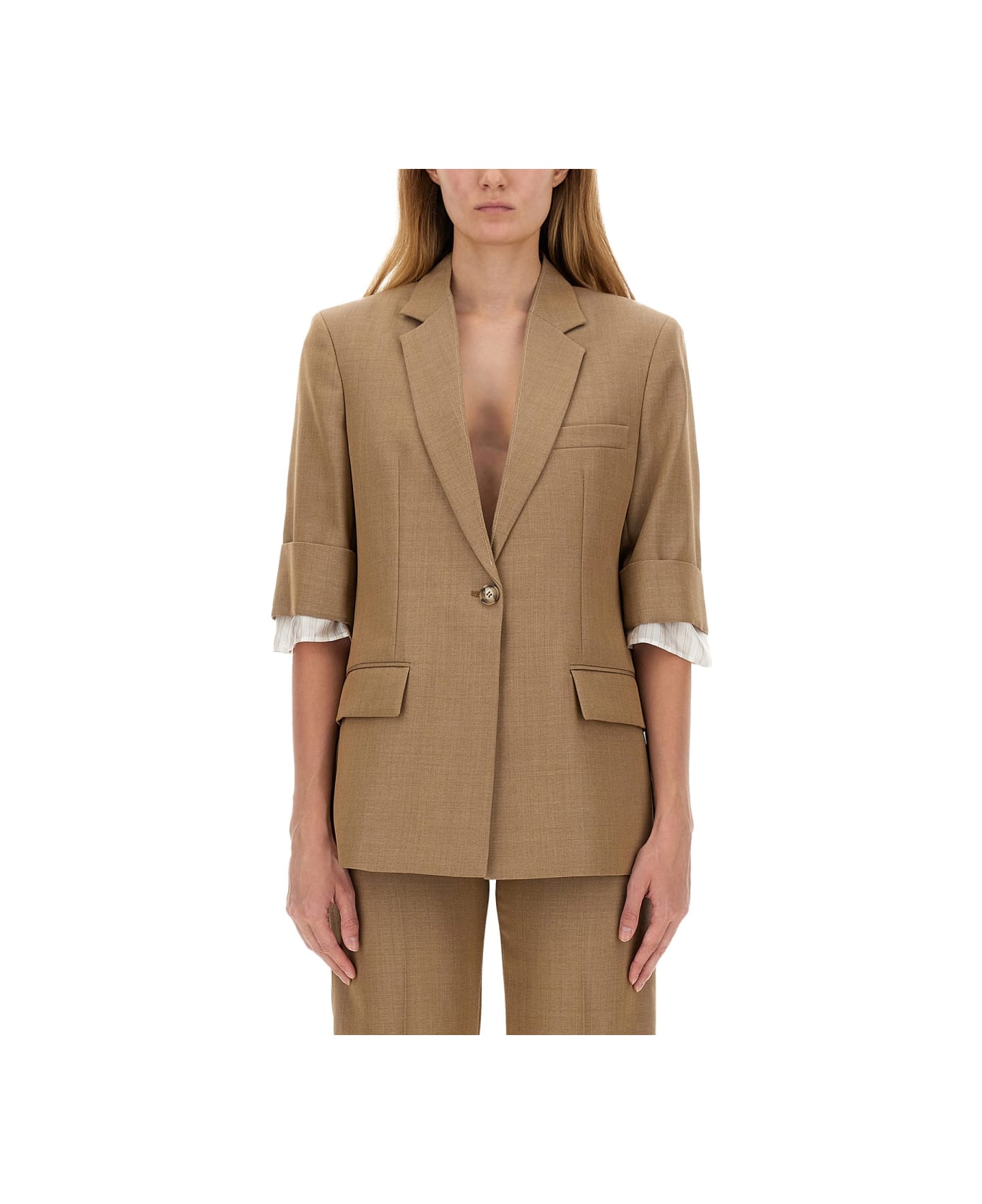 Victoria Beckham Single-breasted Jacket - BEIGE