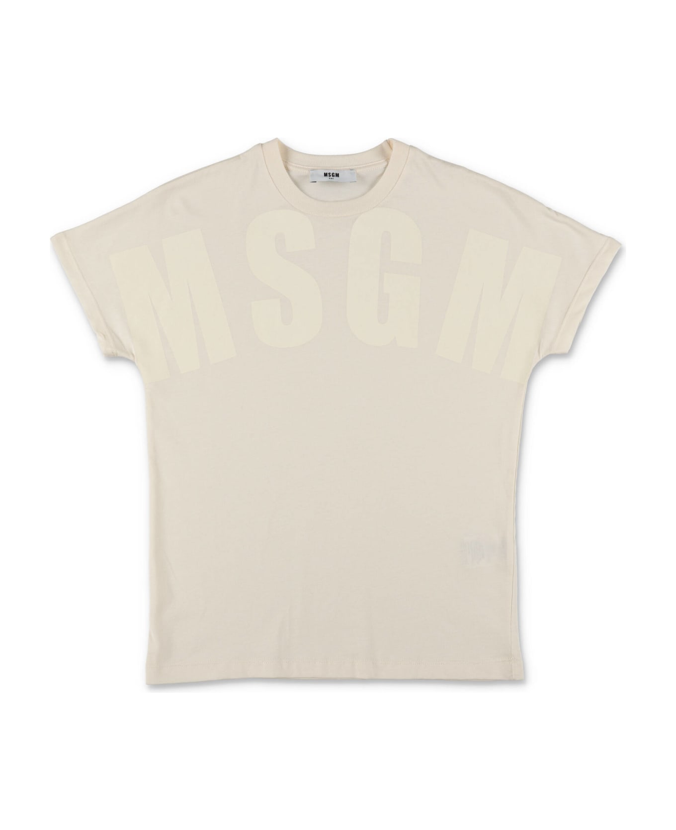 MSGM T-shirt Crema In Jersey Di Cotone Bambino - Crema