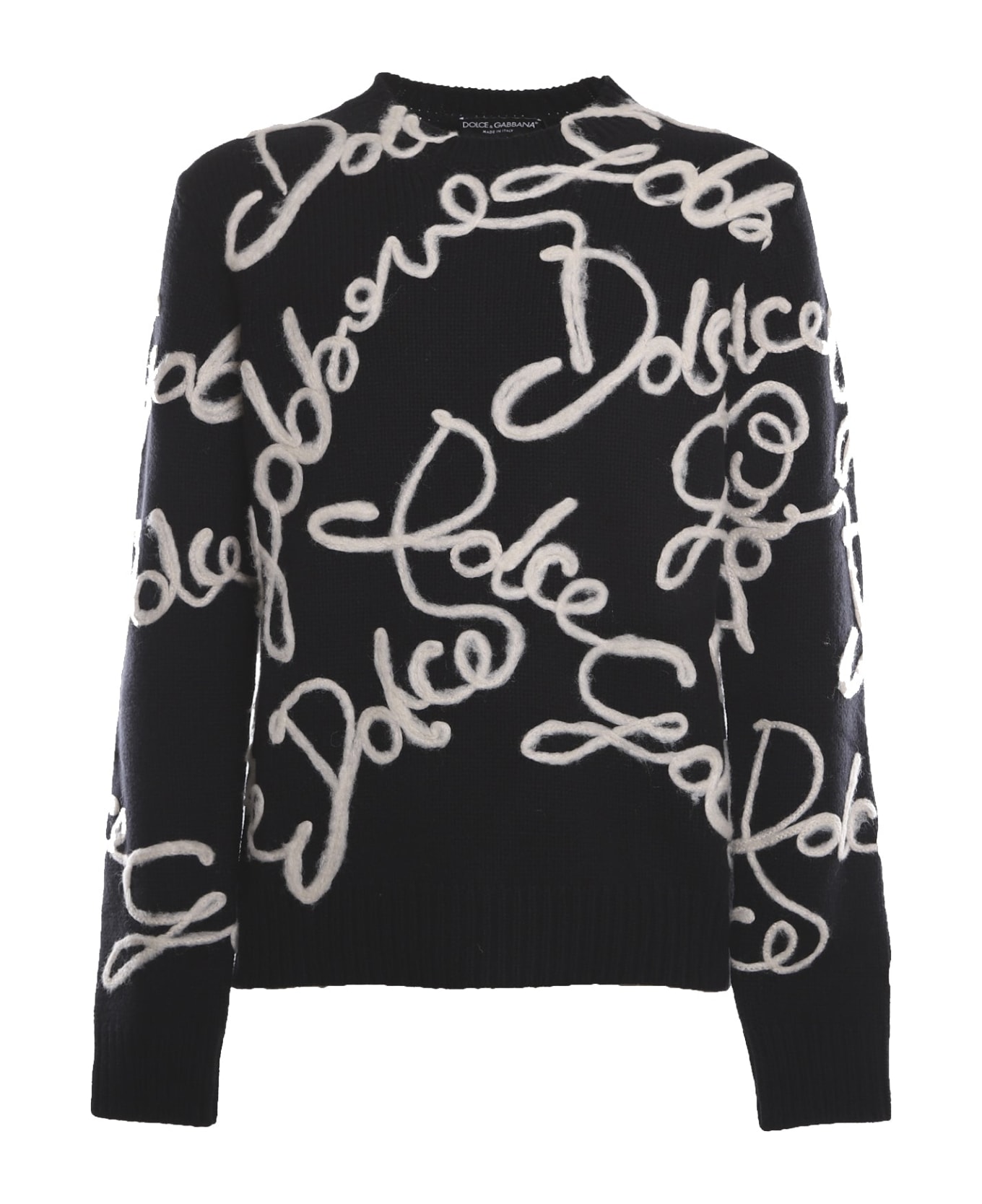 Dolce & Gabbana Wool And Cashmere Logo Sweater - Black