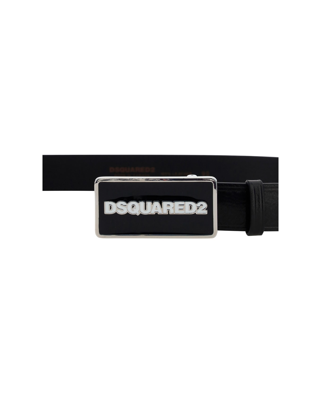 Dsquared2 Logo Buckle Leather Belt - black