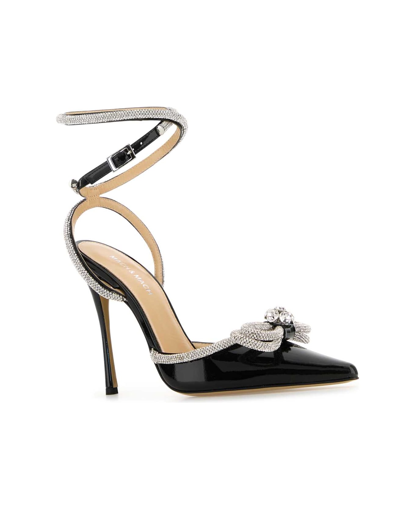 Mach 
Mach Black Leather Double Bow Pumps - BLACK