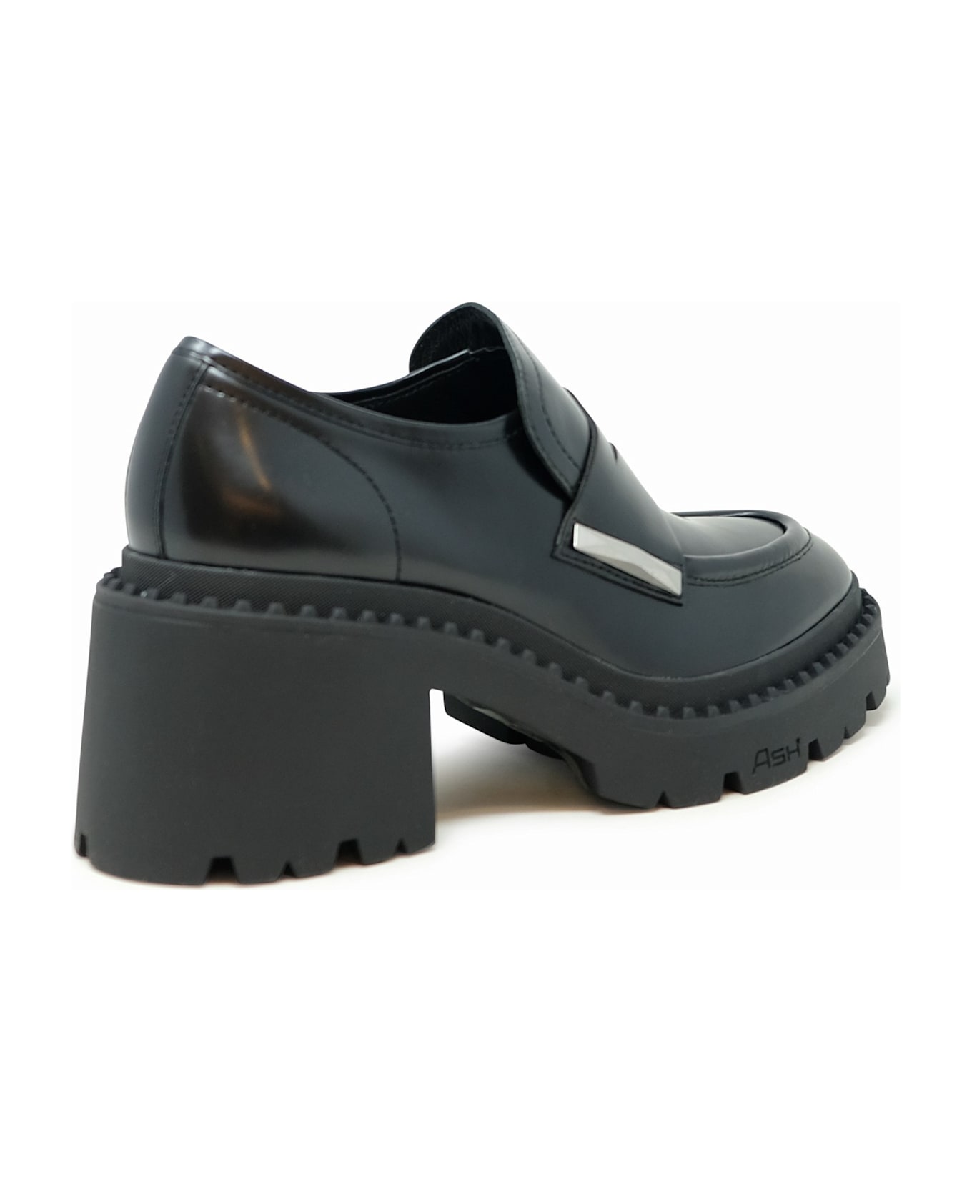 Ash Leather Loafers - BLACK