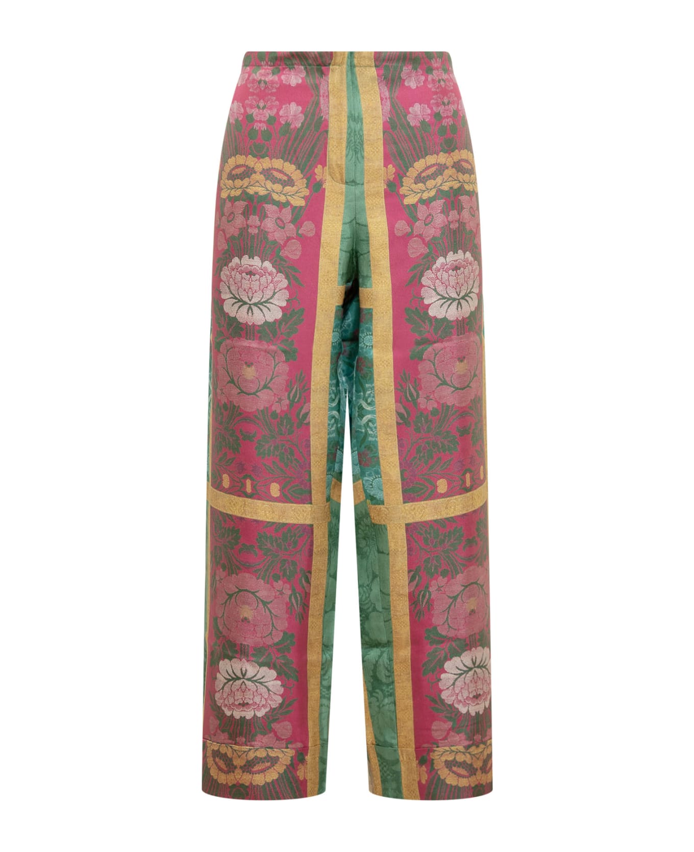 Pierre-Louis Mascia Silk Pants With Floral Print - BORDEAUX MULTI