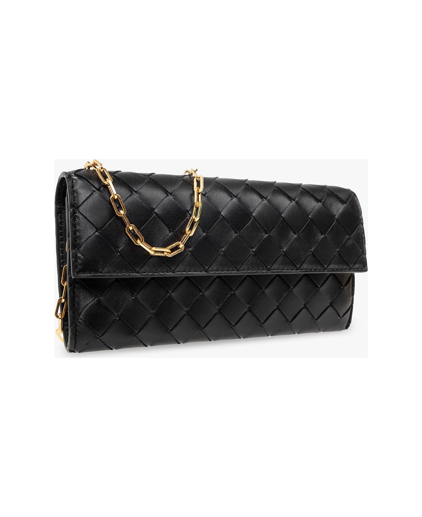 Bottega Veneta Wallet On Chain - Black Gold