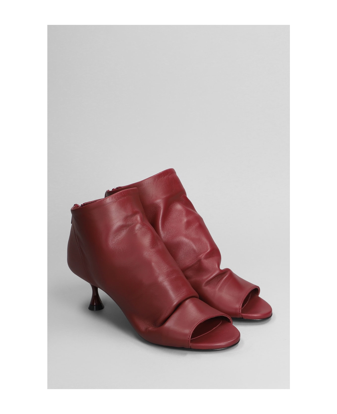 Marc Ellis High Heels Ankle Boots In Bordeaux Leather - bordeaux