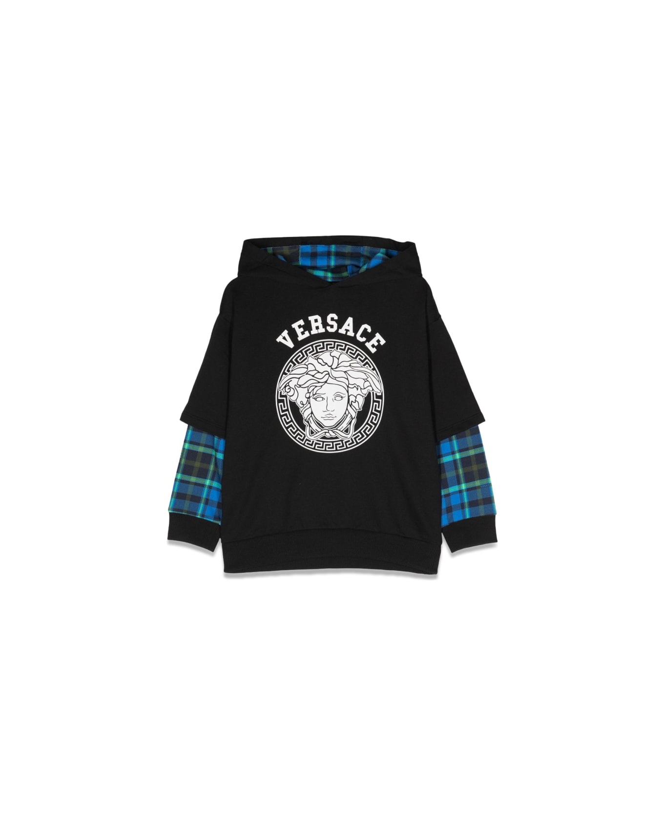 Versace Medusa Sweatshirt Tartan Sleeves - MULTICOLOUR ニットウェア＆スウェットシャツ