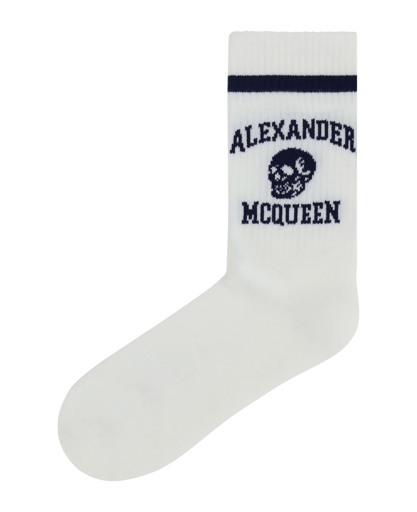 Alexander McQueen Varsity Socks - White/indigo 靴下