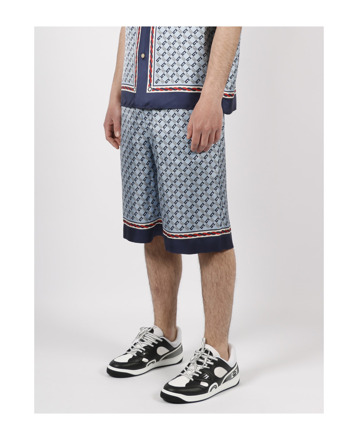Gucci Shorts With G Square Print - Blue ショートパンツ