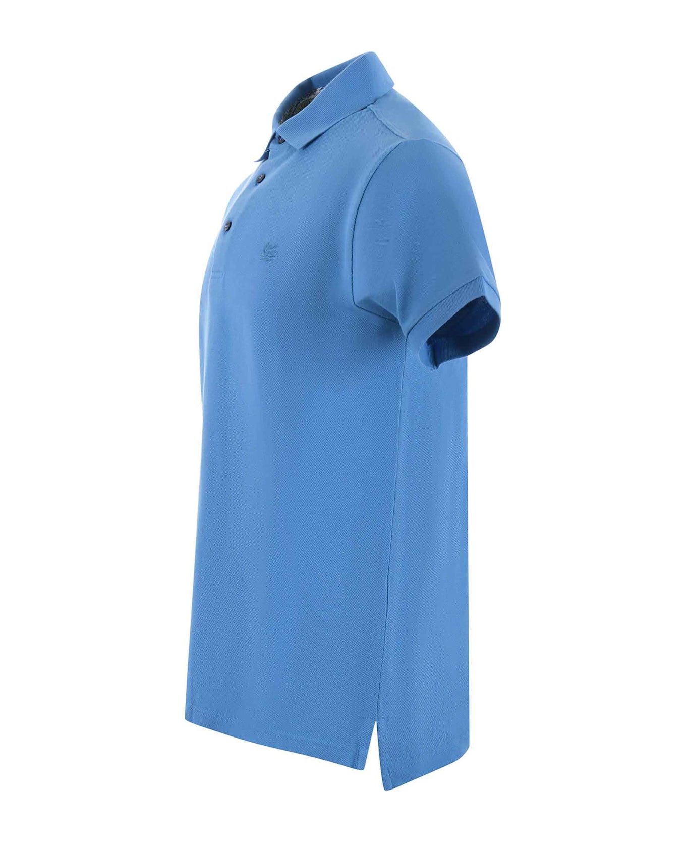 Etro Cotton Pique Polo Shirt - Clear Blue