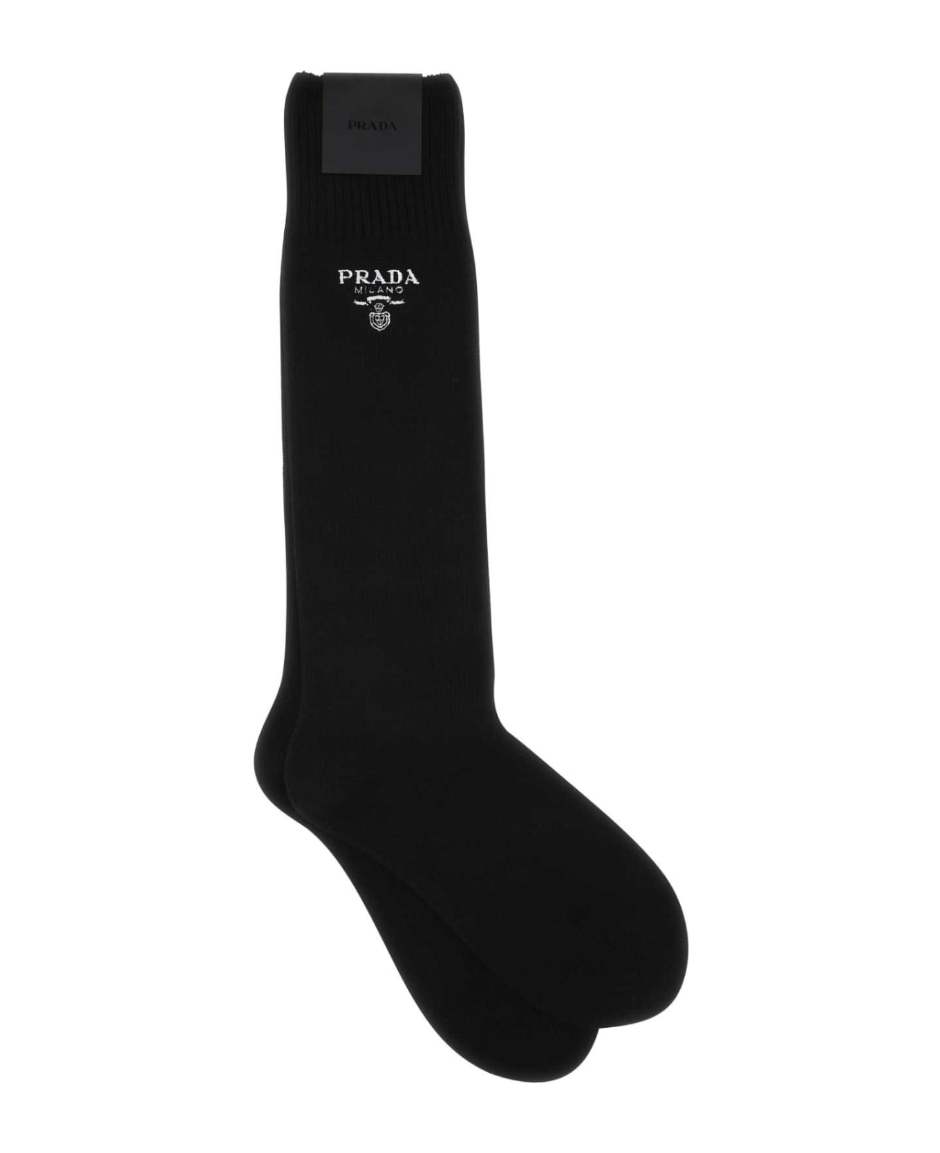 Prada Black Virgin Wool Blend Socks - NERO