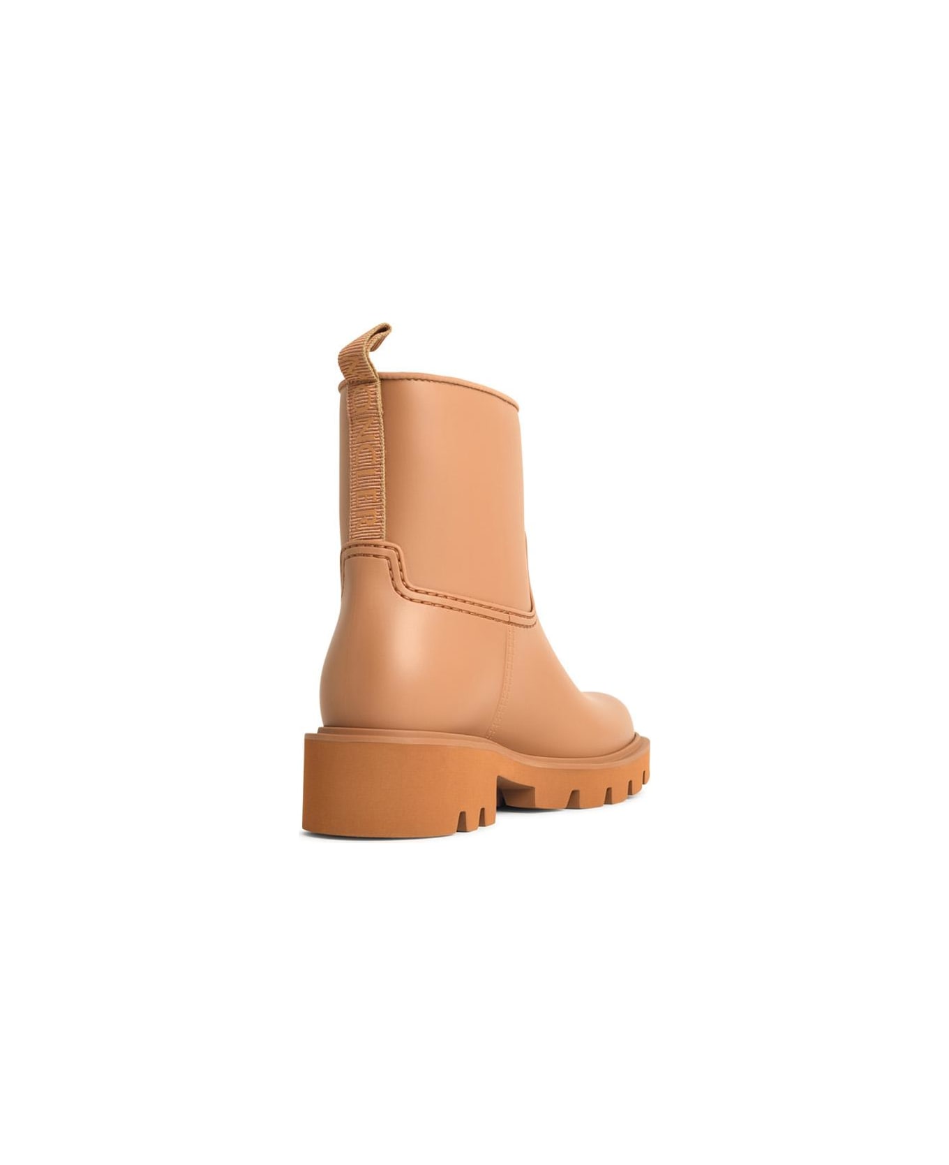 Moncler 'kickstream' Light Brown Pvc Rain Boots - Beige