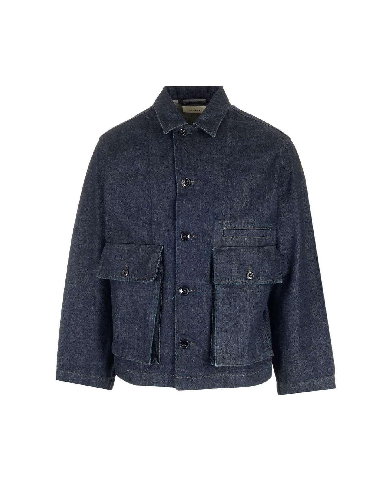 Lemaire Collared Button-up Denim Jacket - BLUE