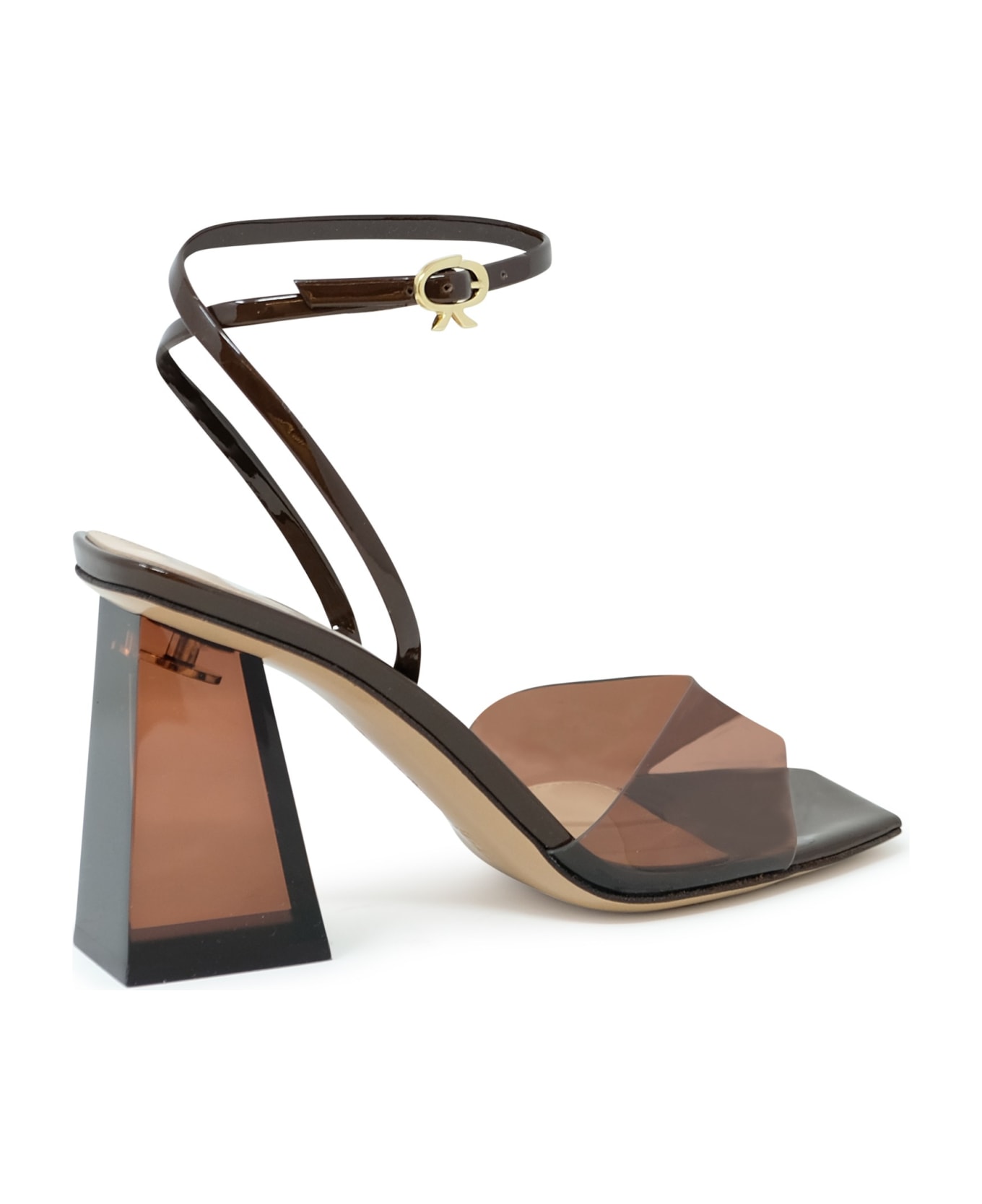 Gianvito Rossi Brown Glass Patent Leather Sandals - BROWN サンダル