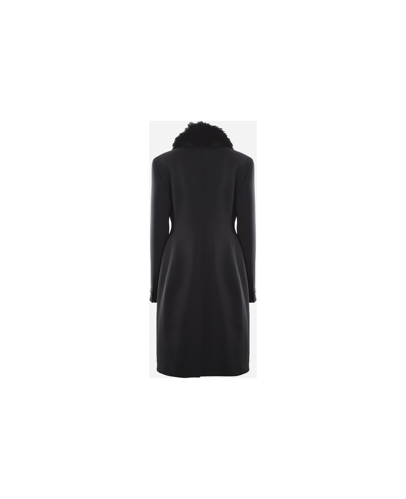 Bottega Veneta Wool Coat With Shearling Inserts - Black