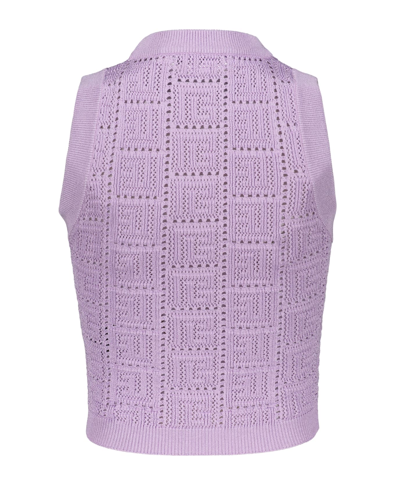 Balmain Knitted Viscosa-blend Top - Lilac ベスト