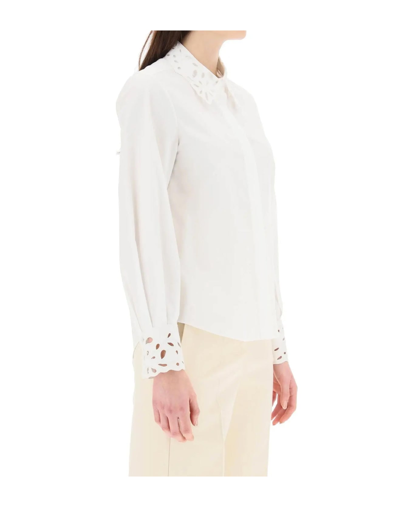 Chloé Cotton Embroidered Shirt - White ブラウス