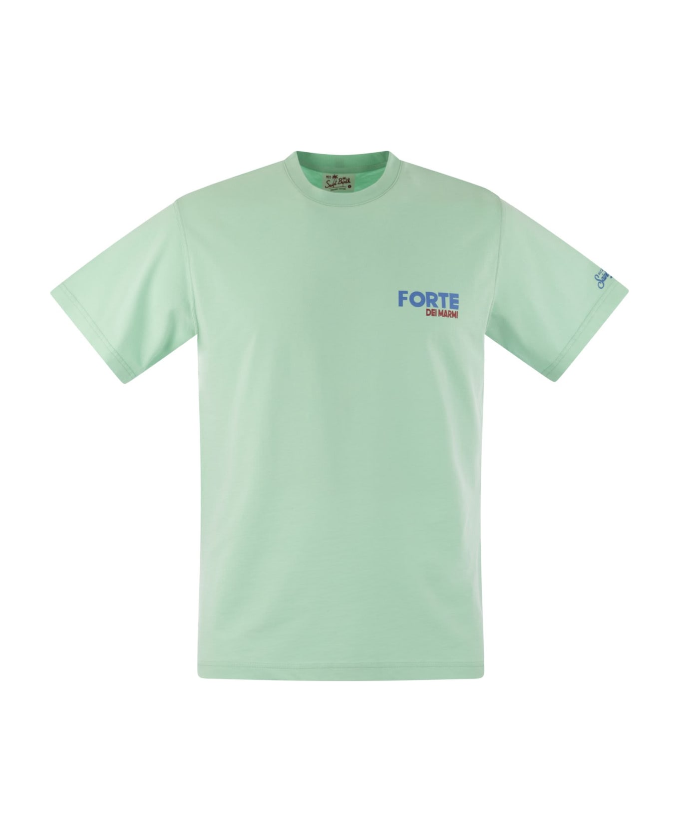 MC2 Saint Barth T-shirt With Print On Chest And Back - Water Green