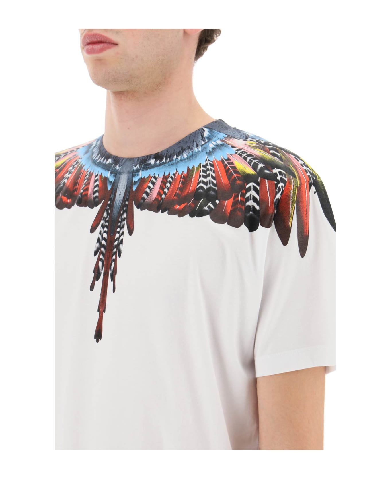 Marcelo Burlon T-shirt With Multicolor Wings - White Red シャツ
