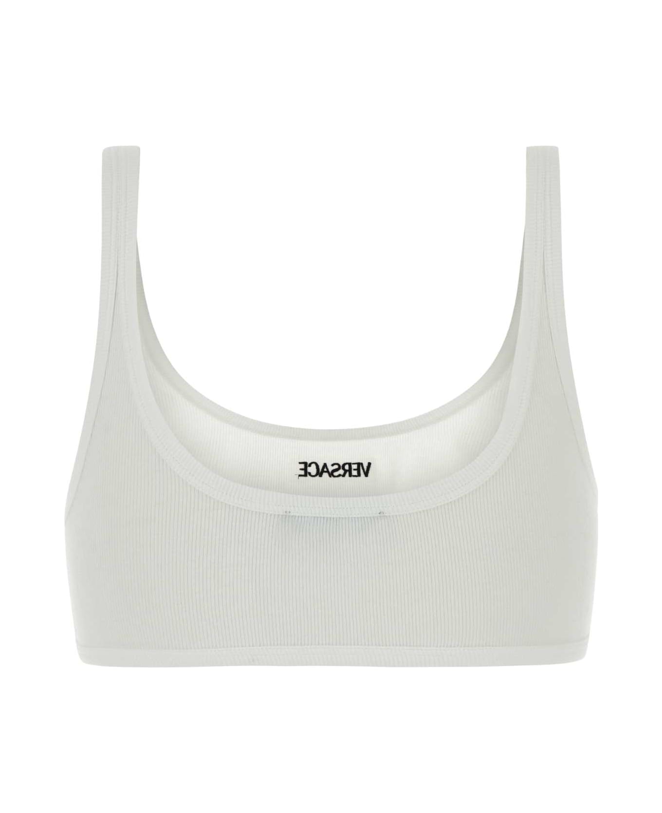 Versace White Stretch Cotton Bra - WHITE