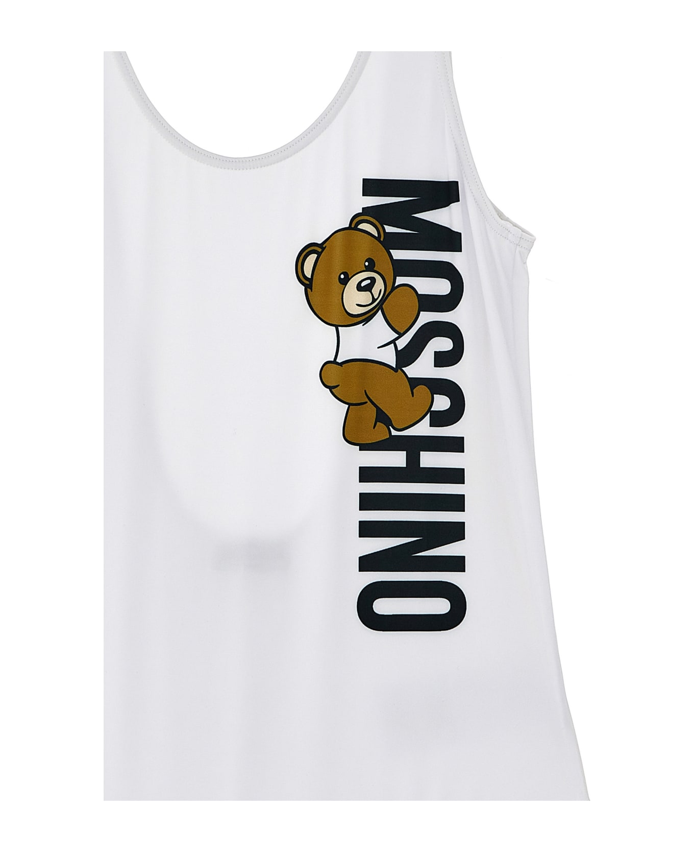 Moschino One-piece Swimsuit With Logo Print - White 水着