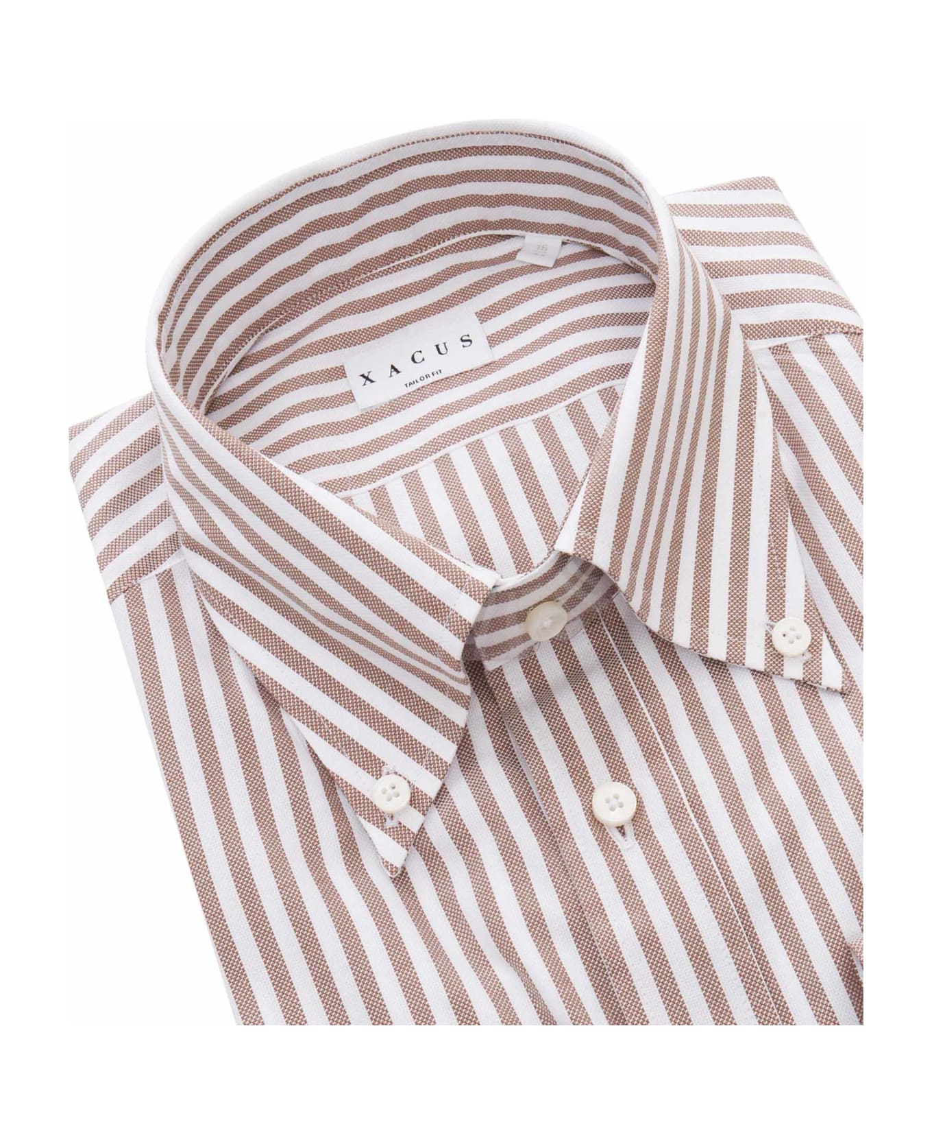 Xacus Brown Striped Cotton Shirt - MULTICOLOR