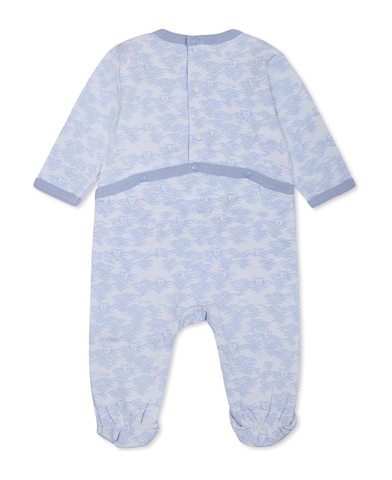 Kenzo Kids Light Blue Babygrow For Baby Boy With Tiger Print - Light Blue