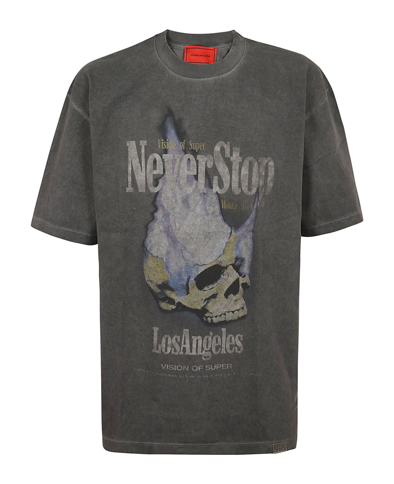 Vision of Super Stone Wash T-shirt With "never Stop" Print - Stone シャツ