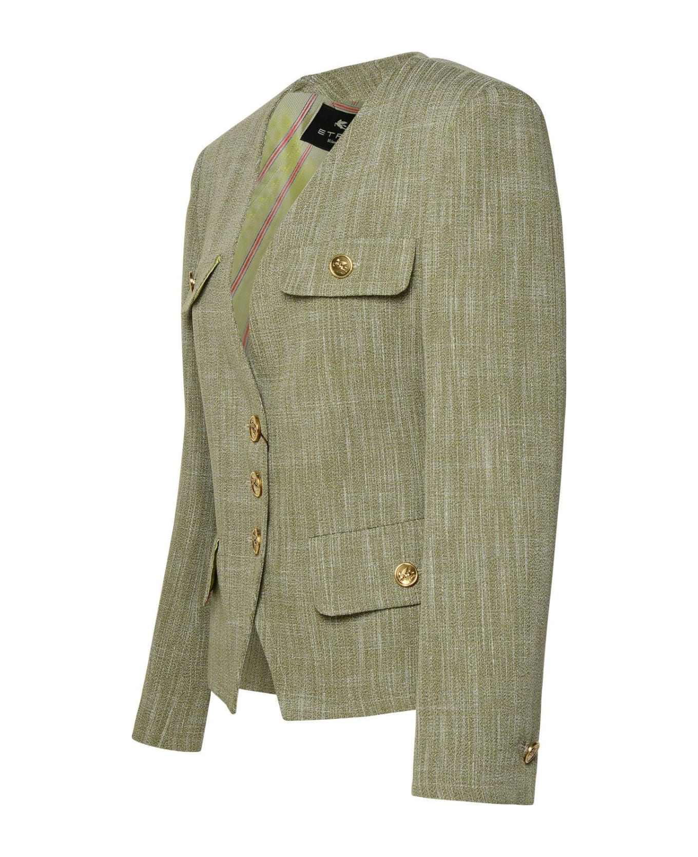 Etro V-neck Single-breasted Jacket - GRIGIO VERDE (Green)