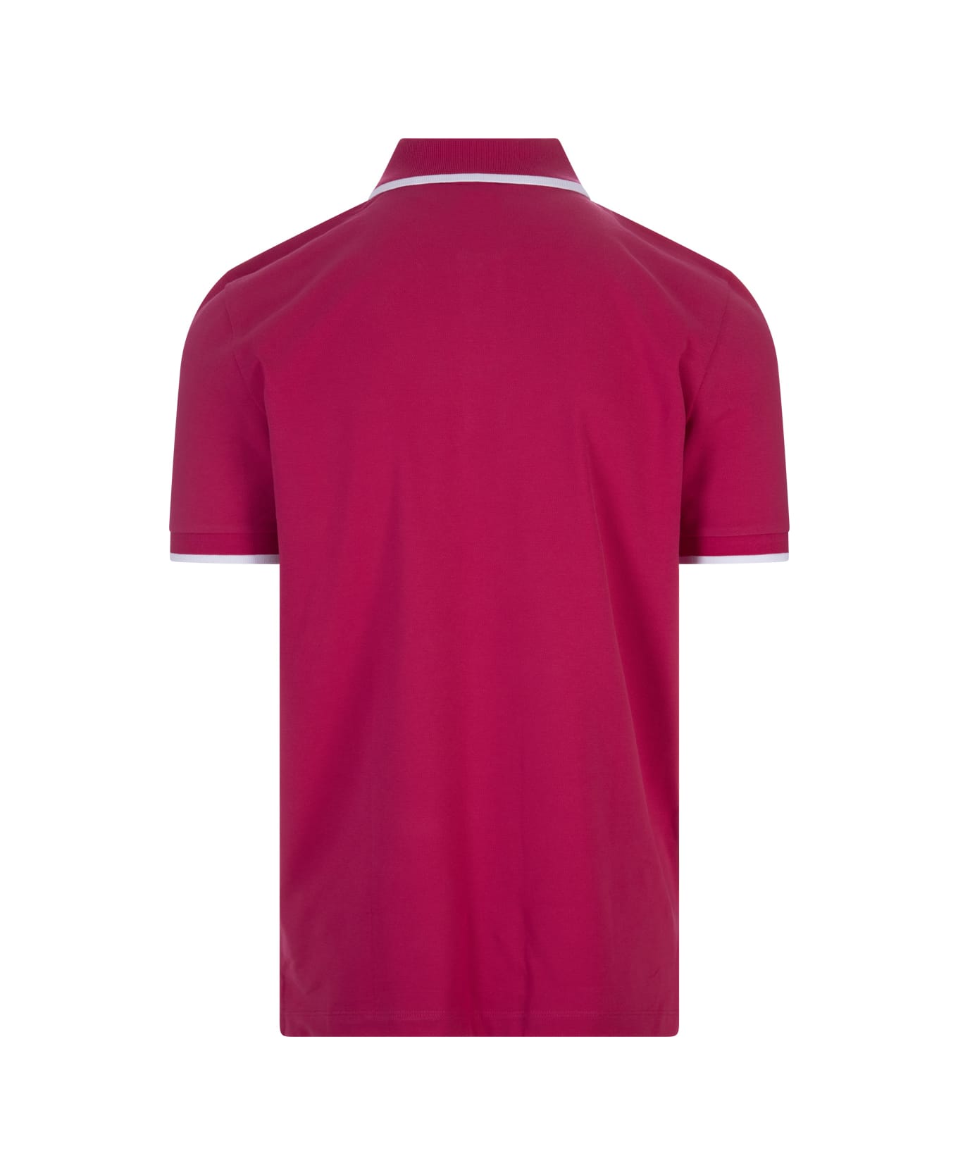 Hugo Boss Fuchsia Slim Fit Polo Shirt With Striped Collar - Red