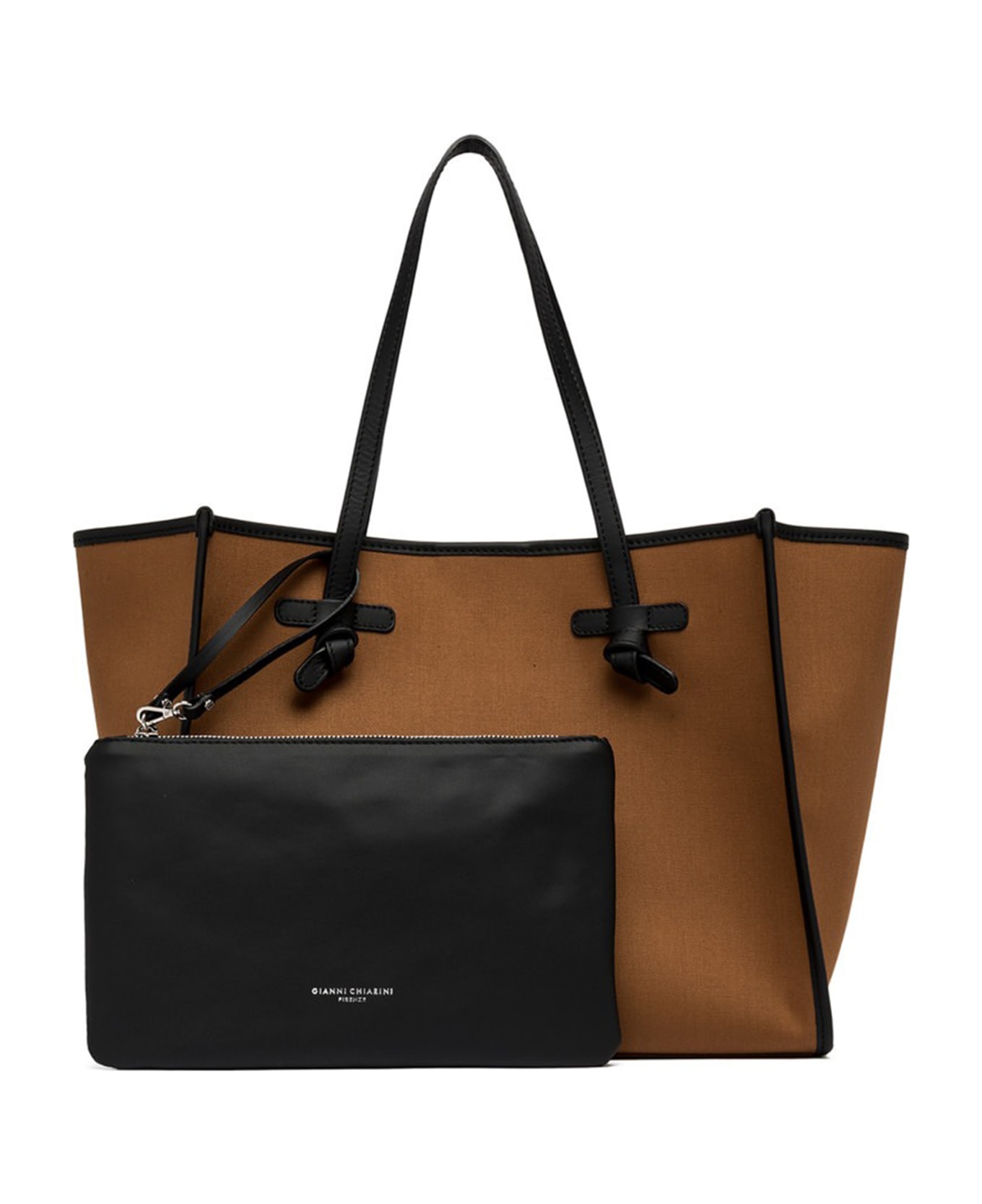 Gianni Chiarini Marcella Shopping Bag In Canvas And Leather Profiles - CUOIO-LILAC