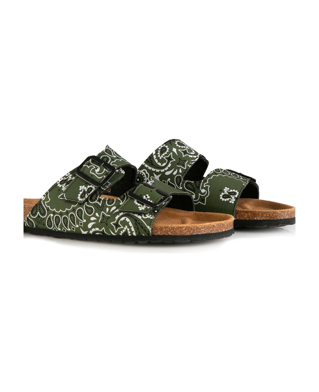 MC2 Saint Barth Man Sandals With Bandanna Print - GREEN