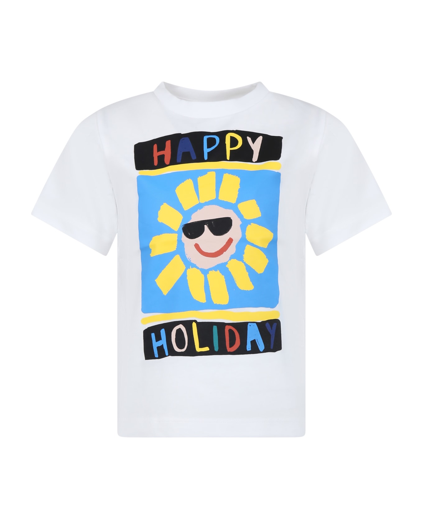 Stella McCartney Kids White T-shirt For Boy With Multicolor Print - White