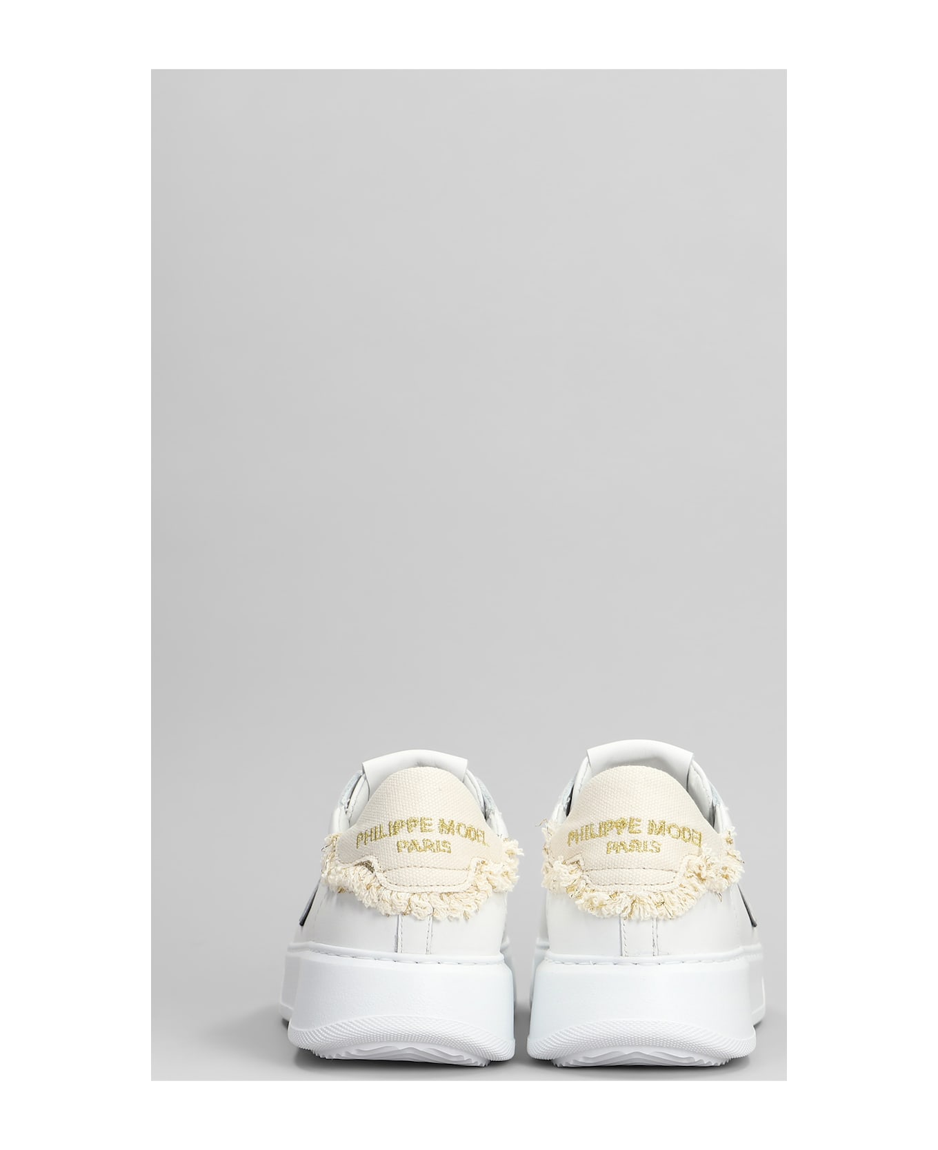 Philippe Model Temple Low Sneakers In White Leather - white