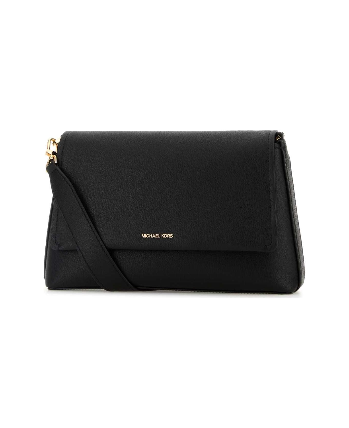 Michael Kors Black Leather Nessa Crossbody Bag - BLACK