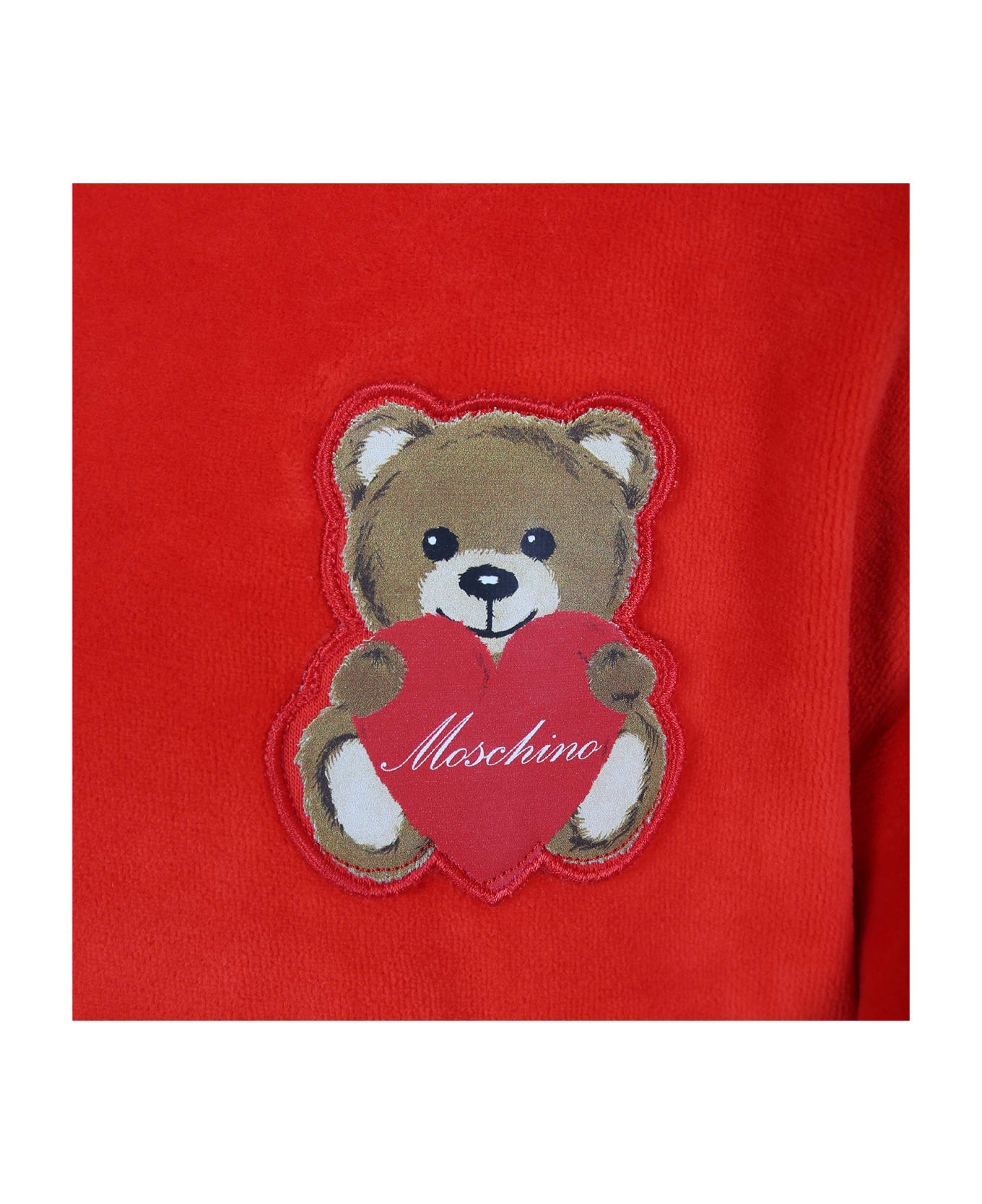Moschino Red Suit For Girl With Teddy Bears And Logo - Red