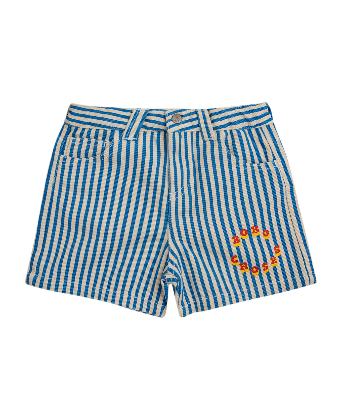 Bobo Choses Striped Shorts With Logo For Kids - Blue ボトムス
