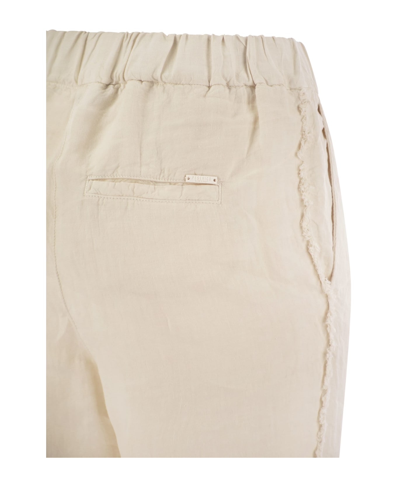Peserico Linen Trousers With Side Fringes - Beige