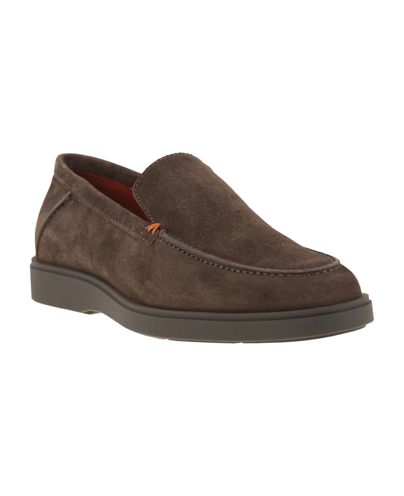 Santoni Suede Moccasin - Dark Brown