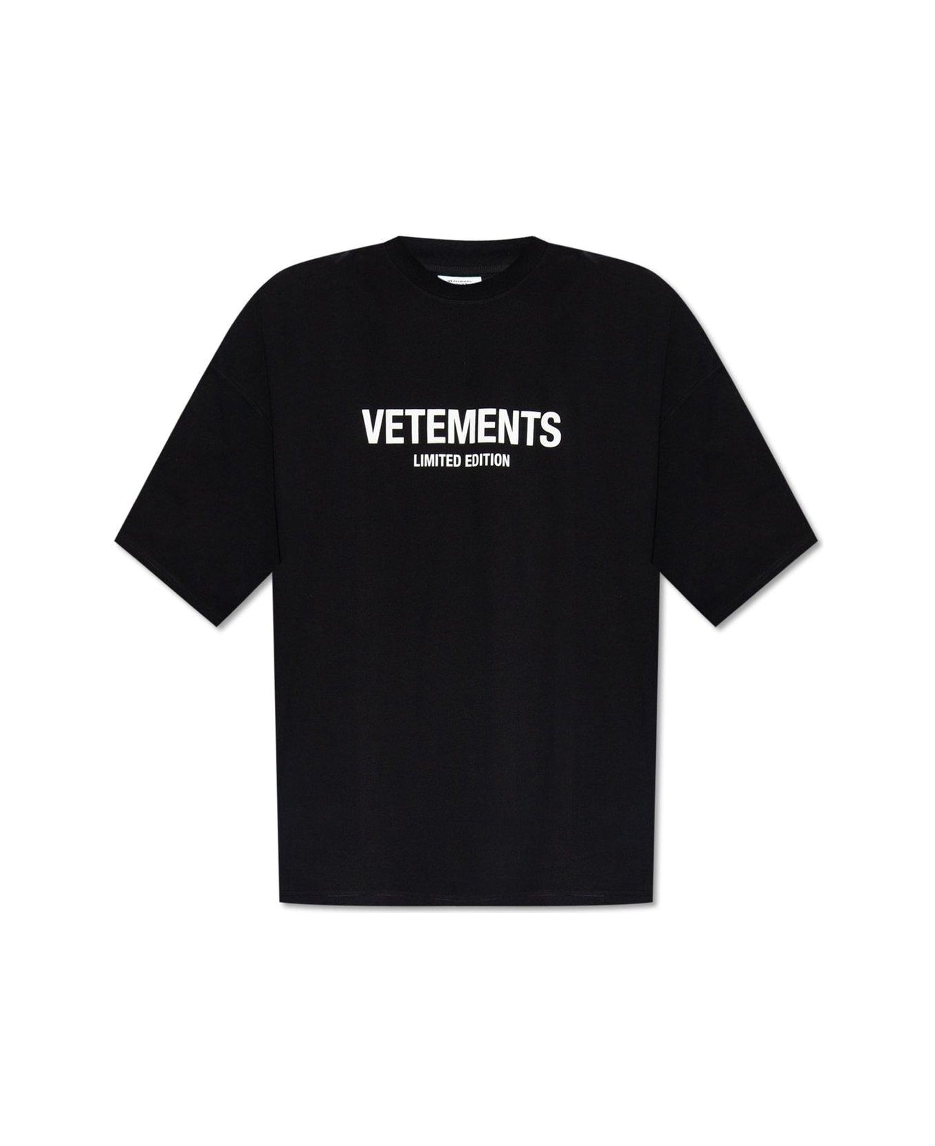VETEMENTS Logo Printed Crewneck T-shirt - Black Tシャツ