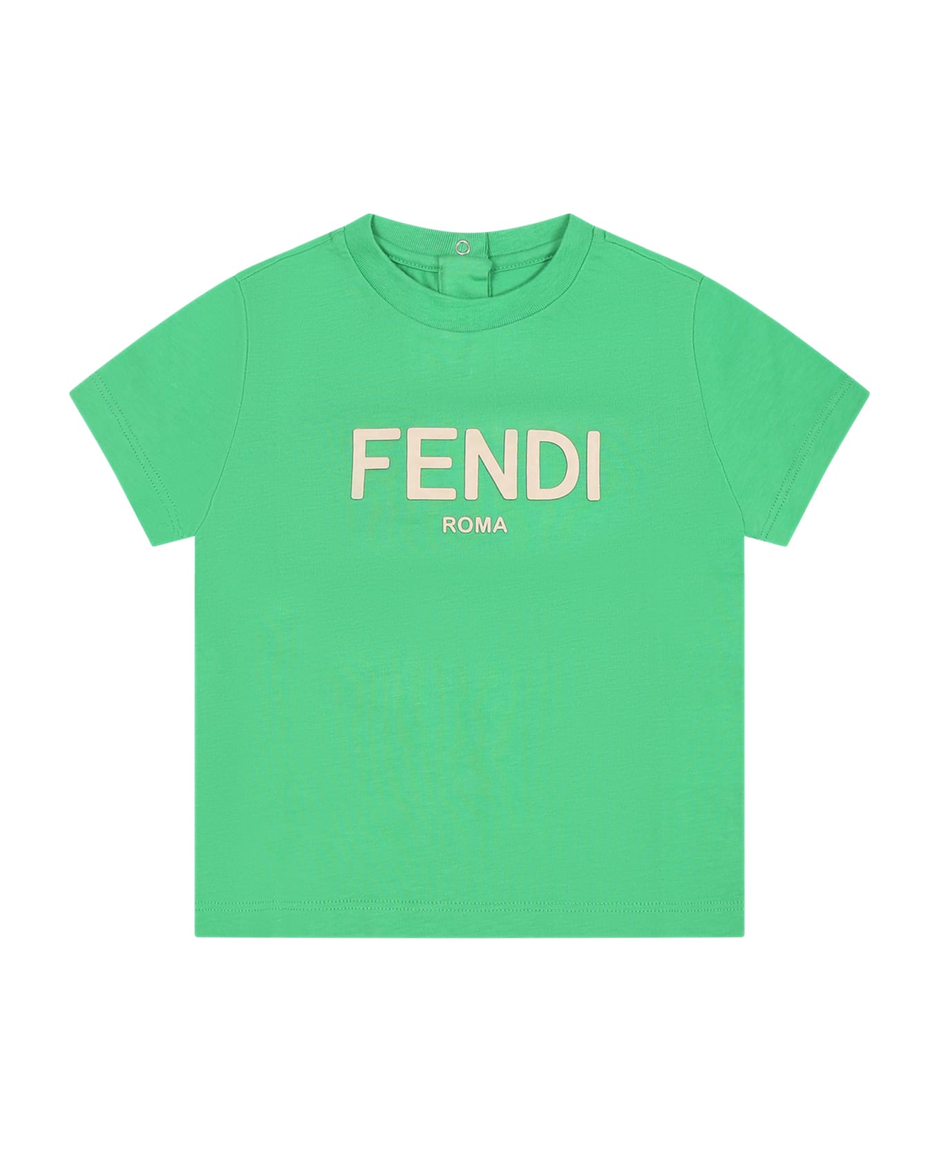 Fendi Green T-shirt For Babykids With Logo - Green Tシャツ＆ポロシャツ