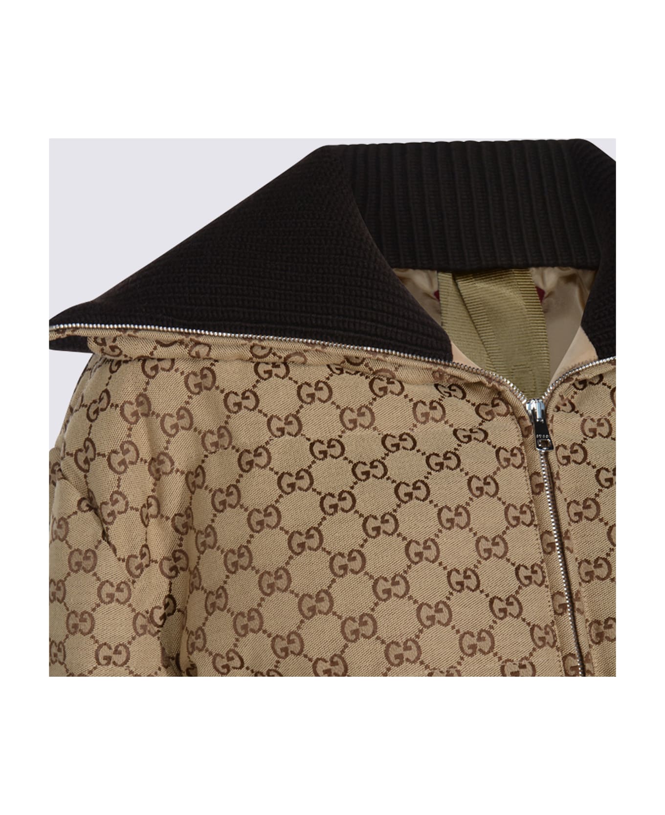 Gucci Beige Cotton Down Jacket - CAMEL EBONY