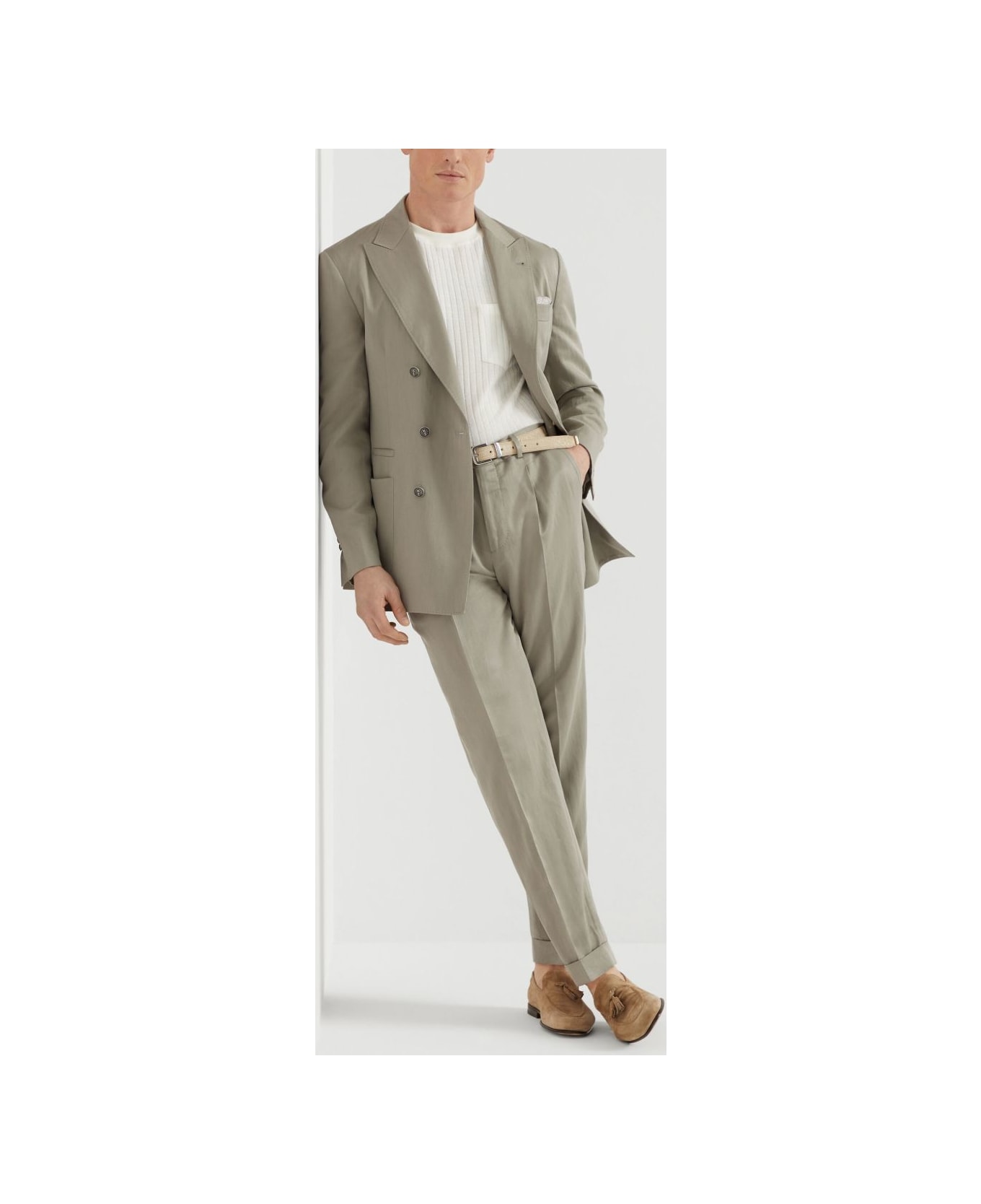 Brunello Cucinelli Silk And Linen Jacket - Kaki