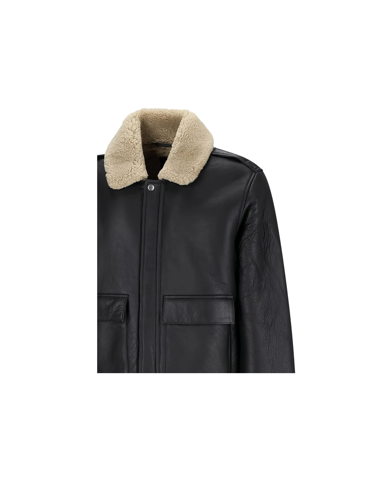 Calvin Klein Leather Outerwear - BLACK