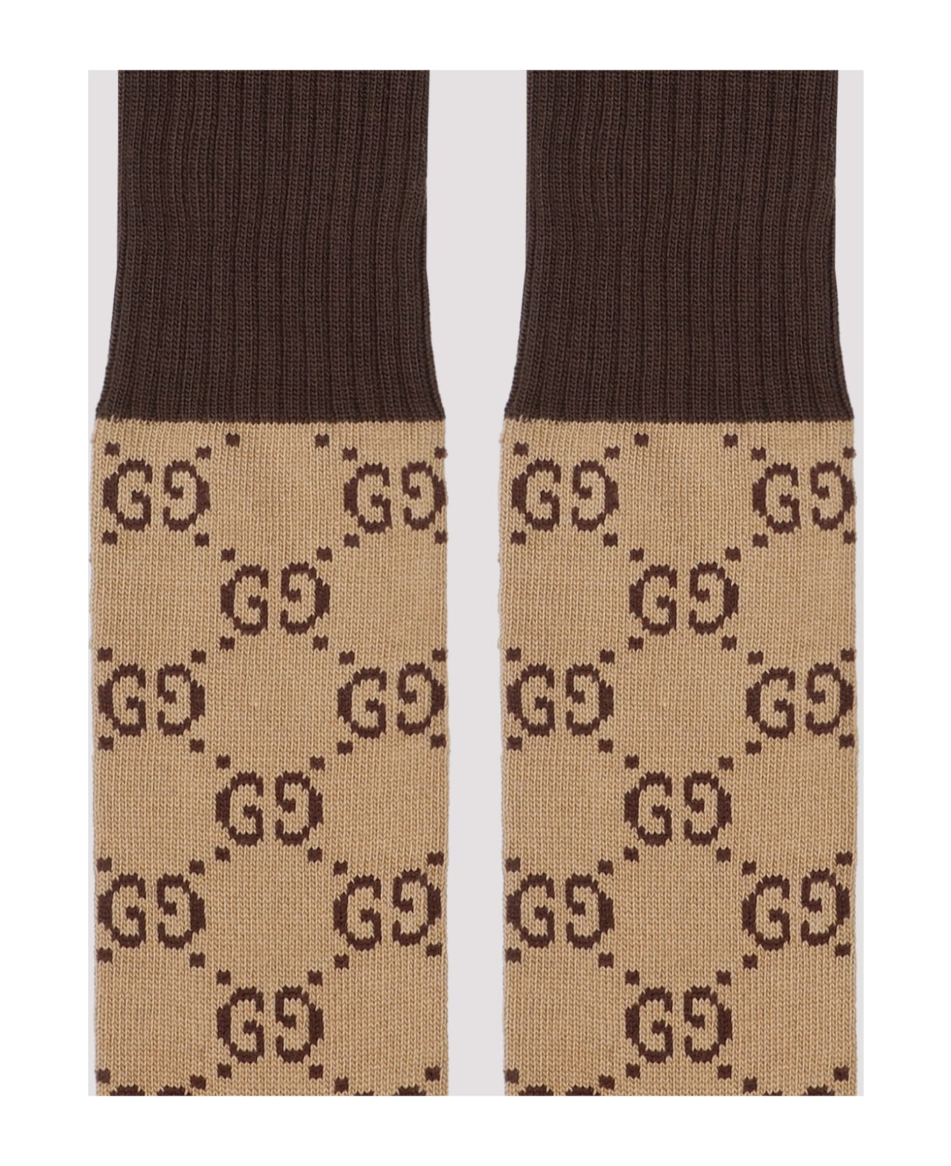 Gucci Gg Signature Socks - Beige Dark Brown