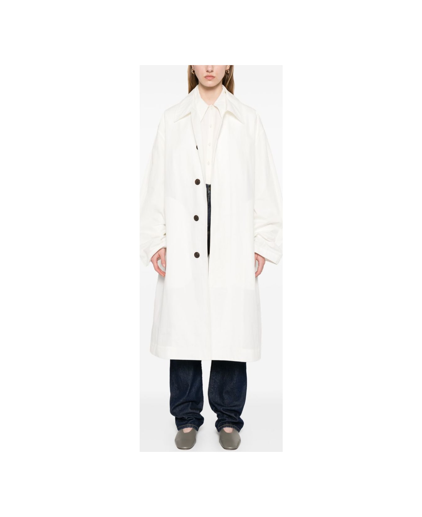 Studio Nicholson Nylon And Cotton Blend Coat - White