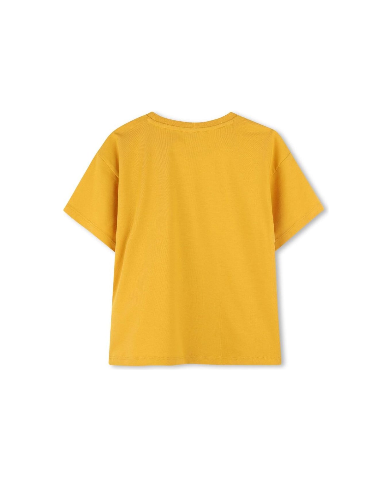 Kenzo Kids Yellow T-shirt With Round Neck And Maxi Logo Print On The Front In Cotton Boy - Orange