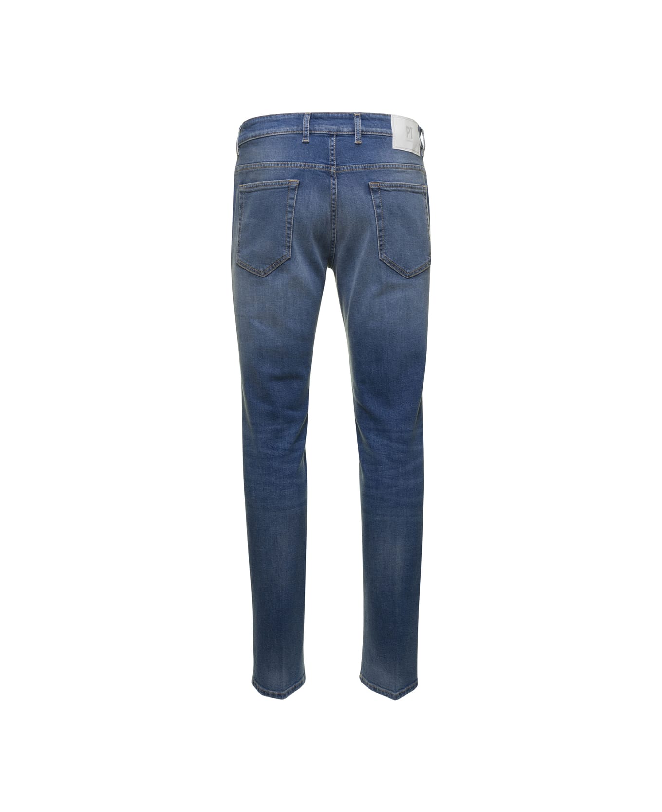 PT Torino Blue Medium Waist Slim Jeans In Cotton Blend Man - Blu