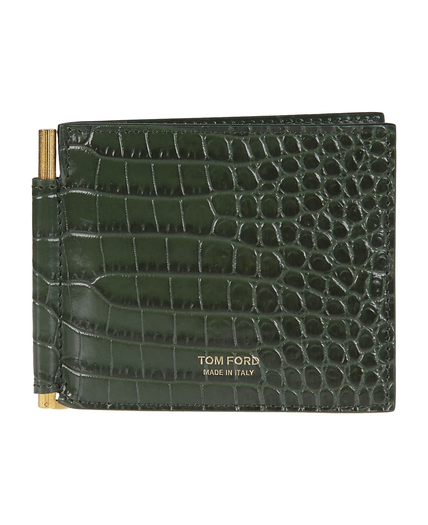 Tom Ford Printed Alligator Money Clip Wallet - Rifle Green